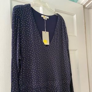 NWT Boden Blue w/ gold foil dots dress.